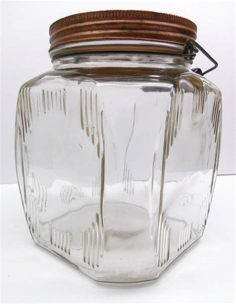 vintage square glass jar  wood handle etsy