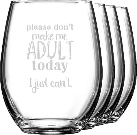 Funny Quotes And Sayings Stemless Wine Glasses Set Of 4
