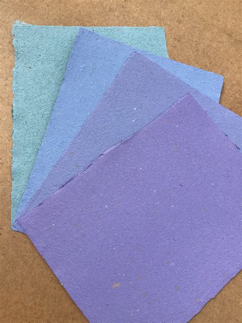 5 Sheets 8 5x11 Inch Cool Colors Batch Handmade Paper Eco Friendly