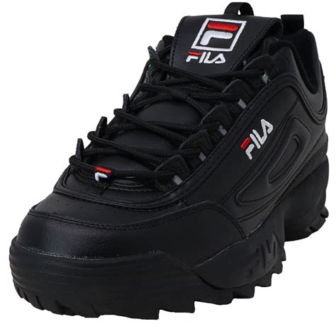 fila fila mens disruptor ii premium black white ankle high patent leather sneaker