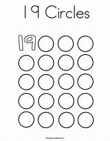 Coloring 19 Circles Number Circle Pages Color Numbers Print Nineteen Getcolorings Twistynoodle Printable Built California Usa Noodle sketch template