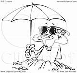Groundhog Emerging Shades Coloring Illustration Line Umbrella Royalty Clipart Toonaday Rf sketch template