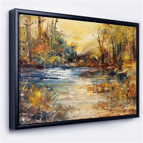 designart stream  forest oil painting landscape painting framed