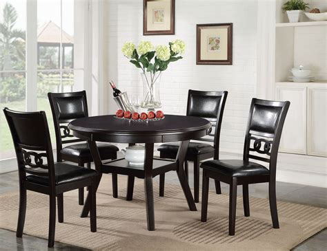 5 pcs gia ebony round dining table set from new classic coleman furniture