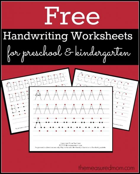 printable handwriting worksheets  preschool kindergarten