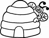 Beehive Bee Hive Coloring Clipart Clip Honey Pot Outline Printable Honeycomb Template Drawing Kids Pages Pattern Bumble Hide Utah Color sketch template