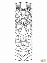 Tiki Coloring Totem Hawaiian Pole Masque Disegni Hawaiano Hawaiana Maske Masken Colorare Supercoloring Maori Disfraz Ausmalen Tikki Totempfahl Tembo Máscara sketch template