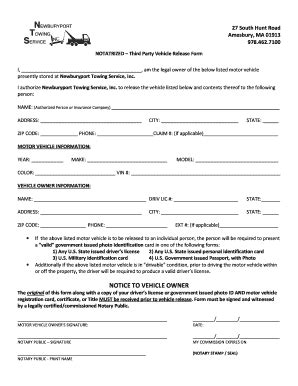 vehicle release form fill   sign printable  template signnow