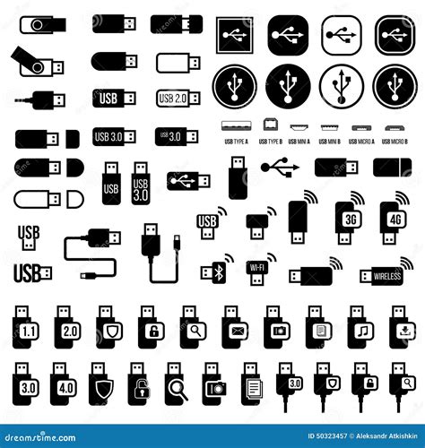 usb icons stock vector illustration  connector cable