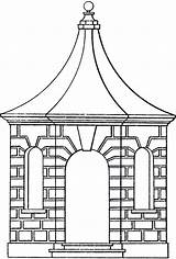 Pavilion Clipart Line Vintage Gazebo Garden Cliparts Clip Library Arch Old Clipground sketch template