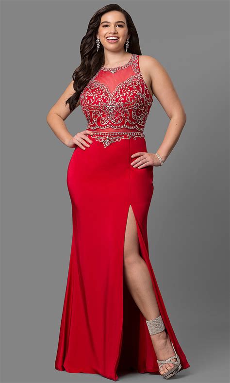 Sexy Plus Size Open Back Red Prom Dress Promgirl