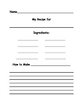 recipe template    writing  rebecca evans tpt