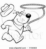 Bear Clipart Swinging Rodeo Lasso Running Cartoon Thoman Cory Vector Outlined Coloring Royalty Cowboy 2021 sketch template