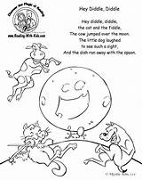 Nursery Diddle Rhymes Coloring Pages Hey Rhyme Preschool Printable Go Kids Dog Reading Cow Color Crafts Mother Moon Activities Over sketch template