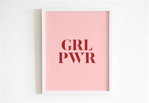 Grl Pwr Wall Art Girl Power Print Pink Red Print Trendy Etsy