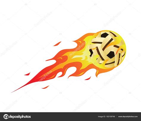 Modern Flaming Sepak Takraw Ball Illustration Logo Stock Vector By