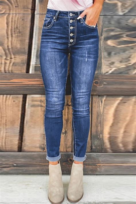 blue high rise skinny button fly jeans small in 2021 button fly