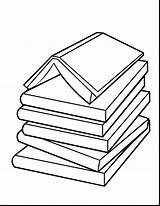 Book Stack Drawing Books Coloring Line Clip sketch template