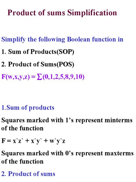 Product Of Sums Simplification Simplify The Following Boolean Function