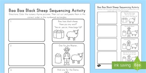baa baa black sheep nursery rhyme sequencing activity