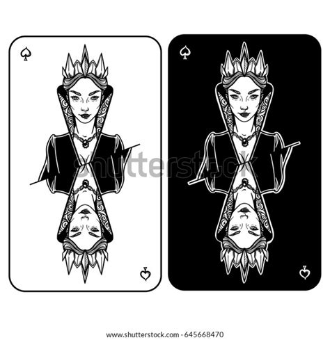Vector Illustration Queen Spades Cardinal Queen Stock Vector Royalty