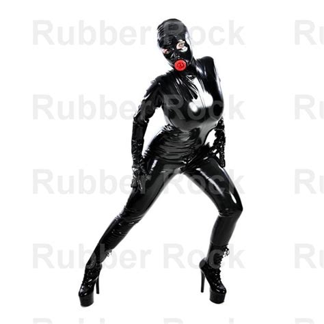 Nature Latex Black Gloves Bodysuit With Condom Sexy Mask 0 8mm Rubber