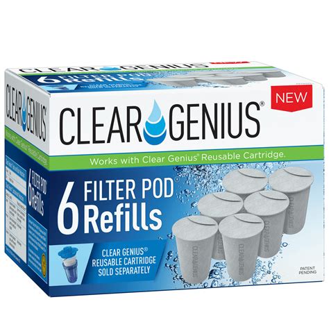 Clear Genius® Water Filtration System 6 Pack Filter Pod® Refills