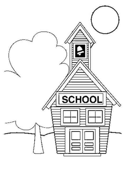 small school house coloring page coloring sky