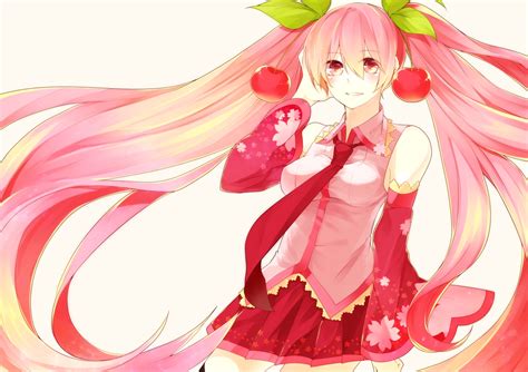 Cherry Food Fruit Hatsune Miku Hiroimu Long Hair Pink Hair