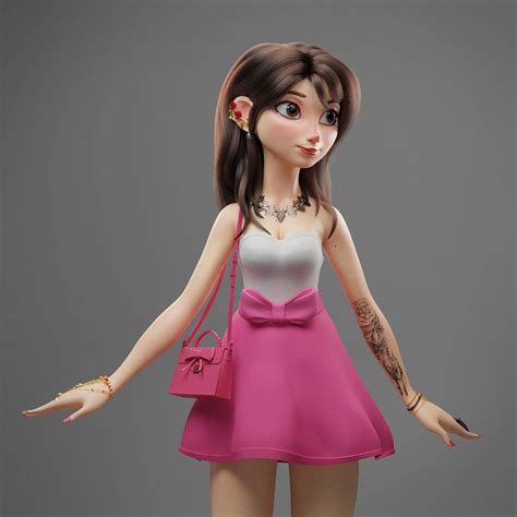 3d girl model toon girl by jorge luis 3