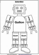 Gallon Man Bot Mr Gallons Pints Quarts Cups Printable Capacity Measurement Coloring Math Students Robot Worksheet Worksheets Conversion Liquid Units sketch template