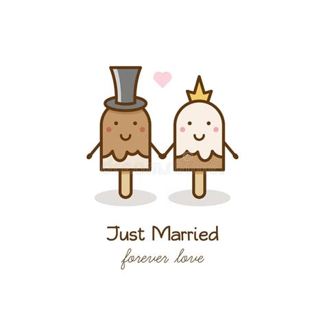 Just Married Couple Of Ice Creams Vector Illustration Stock Vector