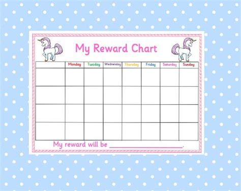 printable unicorn reward chart instant  kids etsy australia