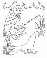 Coloring Pages Fishing Boy Kids Boys Sheets Printable Fish Girl Colouring Bluebonkers Color Vintage Young Activities Preschool Books Girls Man sketch template