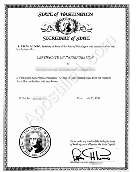 certificate  incorporation  apostille services