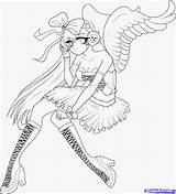 Coloring Pages Anime Girl Angel Printable Emo Demon Cat Angels Adults Praying Sheets Color Print Drawing Colouring Girls Adult Warrior sketch template