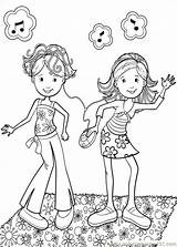 Girls Groovy Coloring Pages Printable Color Dancing Colouring Book Kids Cartoons sketch template