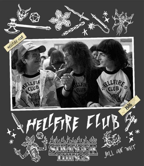 boys stranger  hellfire club members graphic tee