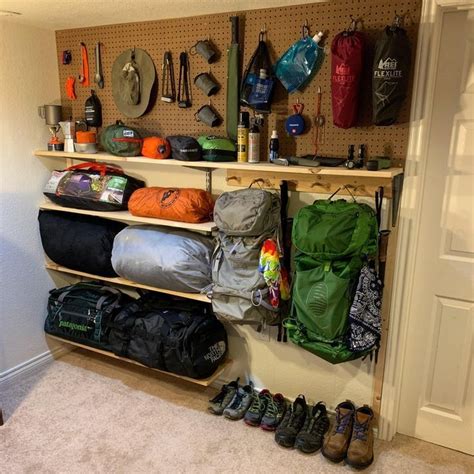 pretty proud   diy gear wall  put  campinggear   outdoor gear storage