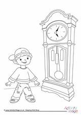 Clock Grandfather Colouring Time Pages Telling Drawing Getdrawings sketch template