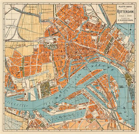 rotterdam map  map reproduction vintage city plan etsy