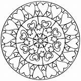 Coloring Adults Pages Valentines Mandala Heart sketch template