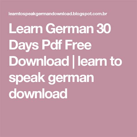 learn german 30 days pdf free download learn to speak german download nemacki pinterest