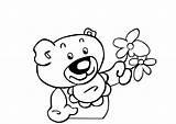 Coloring Bear Teddy Flowers Pages Printable Kids Templates Edupics Large sketch template