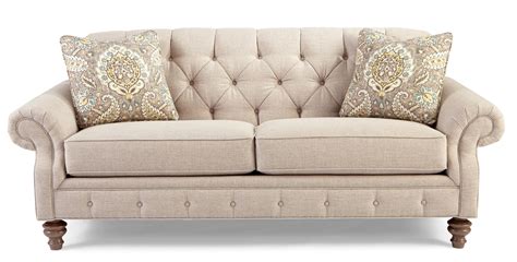 traditional button tufted sofa  wide flared arms  craftmaster wolf furniture