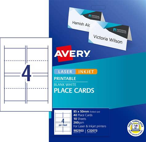 folded placecards  avery australia