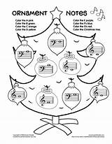 Music Christmas Worksheets Printable Notes Worksheet Coloring Piano Pages Printables Note Activities Tree Kids Ornament Lessons Activity Superior Class Color sketch template