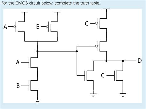 solved   cmos circuit  complete  truth table cheggcom