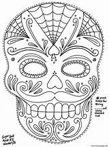 Sugar Coloring Skull Mask Pages Printable Color sketch template