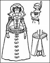 Jacobean Fashion 1603 Costume Lady Era 1625 King James Calthrop Stuarts English Colouring Drawing History Gown 1714 Dion Clayton Stitch sketch template